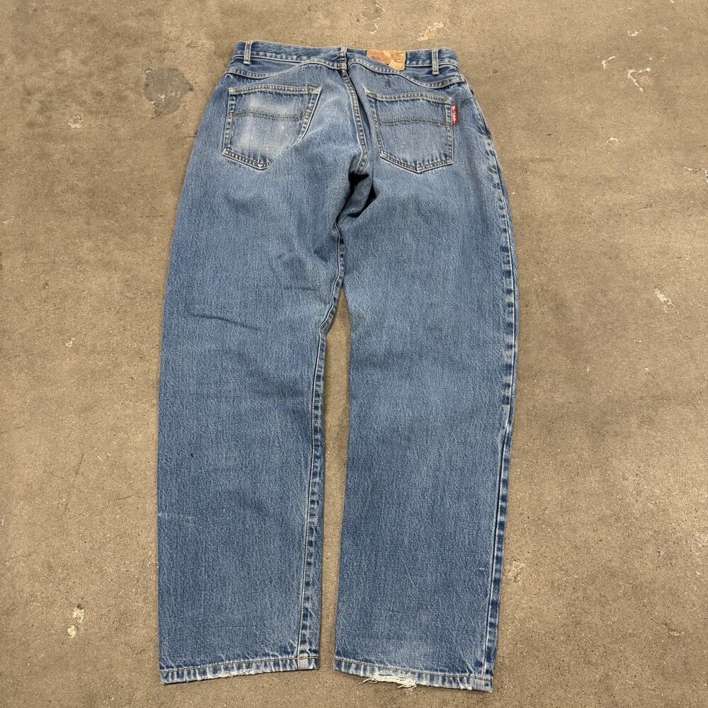 RARE VINTAGE 90s STUSSY REDLINE SELVEDGE JEANS BUTTON FLY FADED BLUE 32 USA